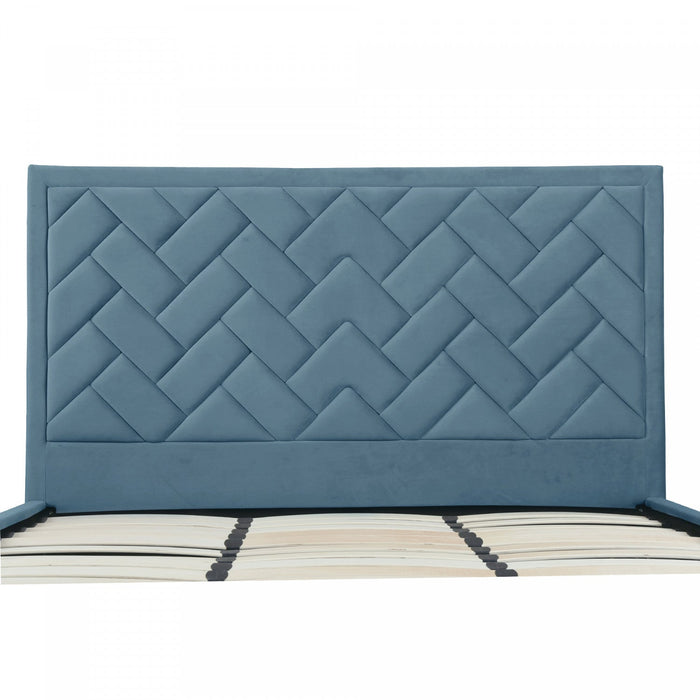 Crosby Modern Upholstered Velvet King Bed in Blue 