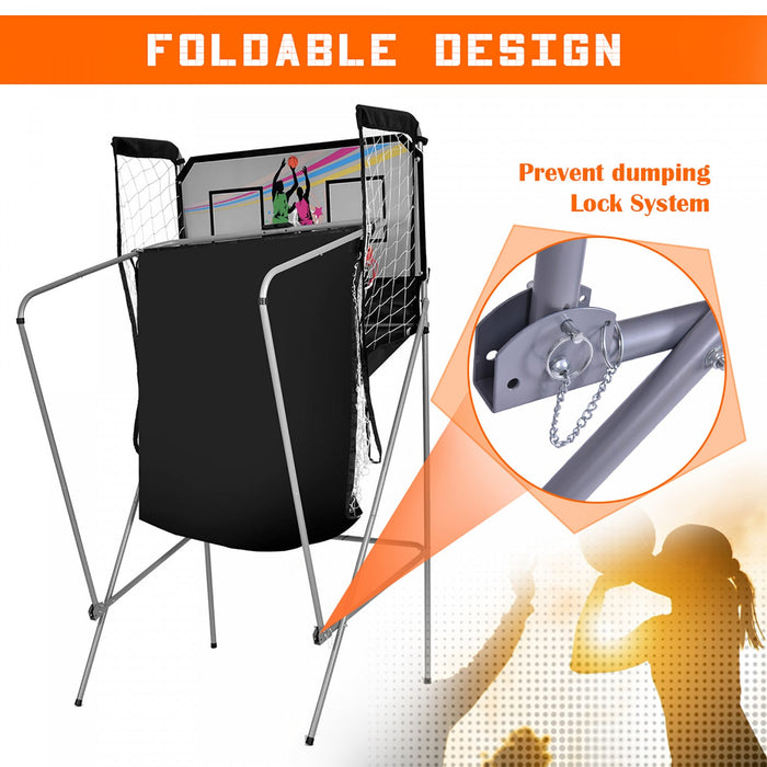 Costway Indoor Basketball Arcade Game Double Electronic Hoops Shot 2 Player W/ 4 Balls