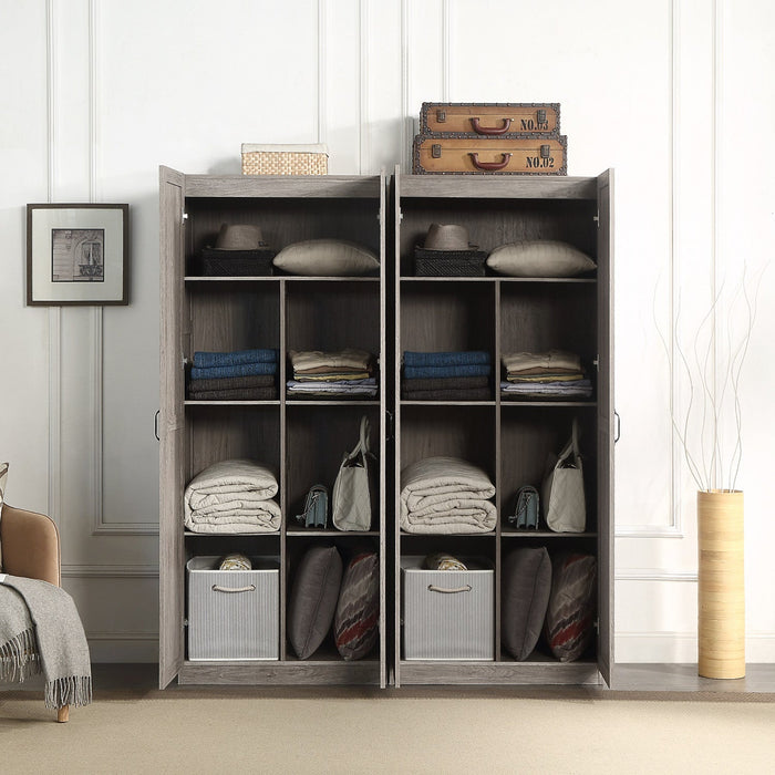 Hopkins Modern 30\" Storage Cabinet in Gray (7-Shelf) - Set of 2 Armoire 
