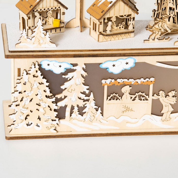 Homcom LED Lighted Christmas Village Houses With Church Windmill Families