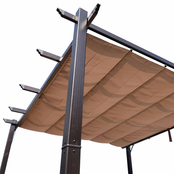 Outsunny 10' X 10' Outdoor Retractable Pergola Canopy, Aluminium Gazebo, Grape Trellis Sunshade Shel