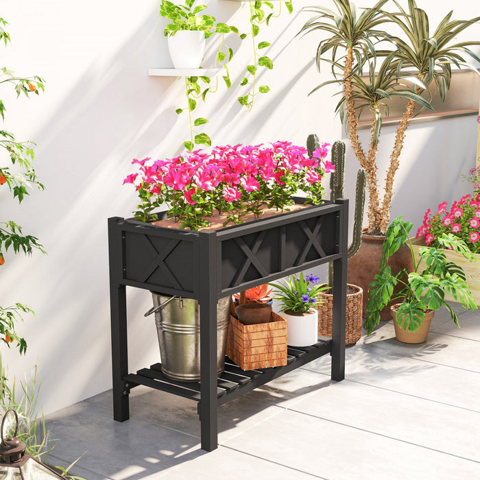Outsunny Wooden Raised Planter Box, Flower Bed, 34" X 18" X 30", Black