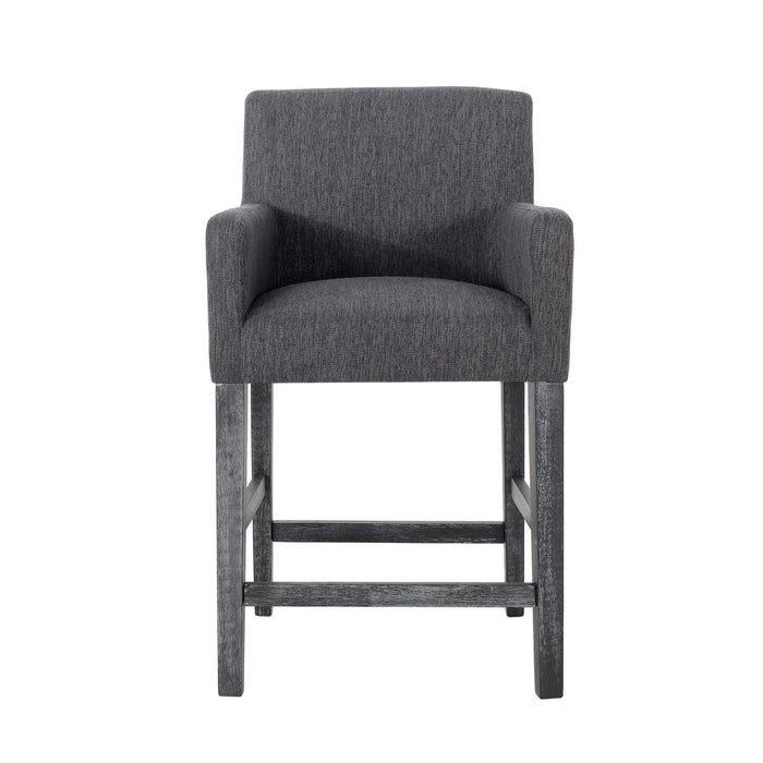 Lewis 26\" Seat Height Counter Stools Set Of 2 With Upholstered Fabric And Solid Wood Legs - Charcoal 