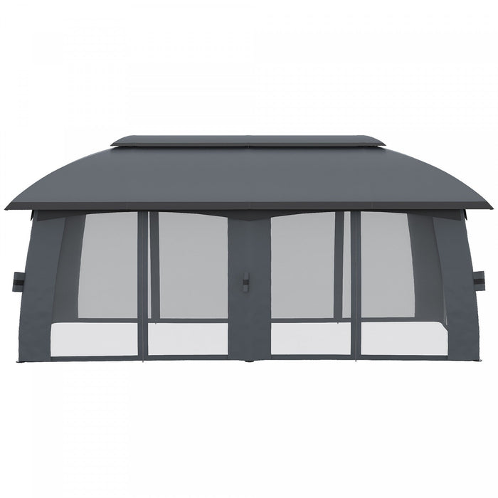 Outsunny 10' X 20' Patio Gazebo, Outdoor Gazebo Canopy Shelter With Netting, Vented Roof, Steel Fram