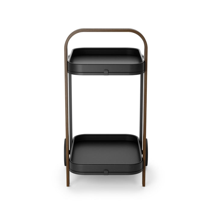 Umbra Modern Bellwood Steel Bar & Storage Cart - Black and Walnut