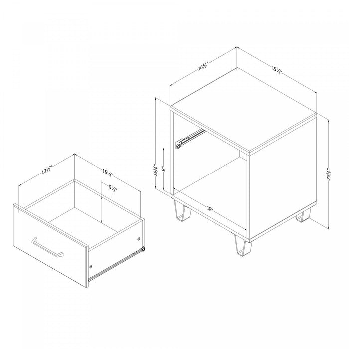 Arlen 1-drawer Nightstand - White Pine And Black Matte 