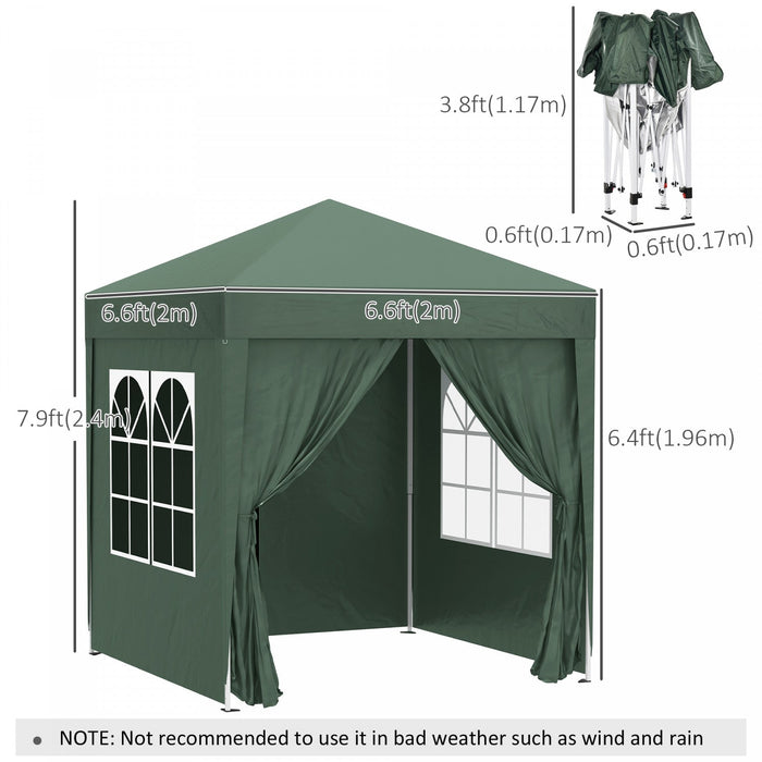 Outsunny 6.6'x6.6' Pop Up Gazebo Canopy Tent With Sidewalls, Instant Sun Shelter, With Carry Bag, Fo