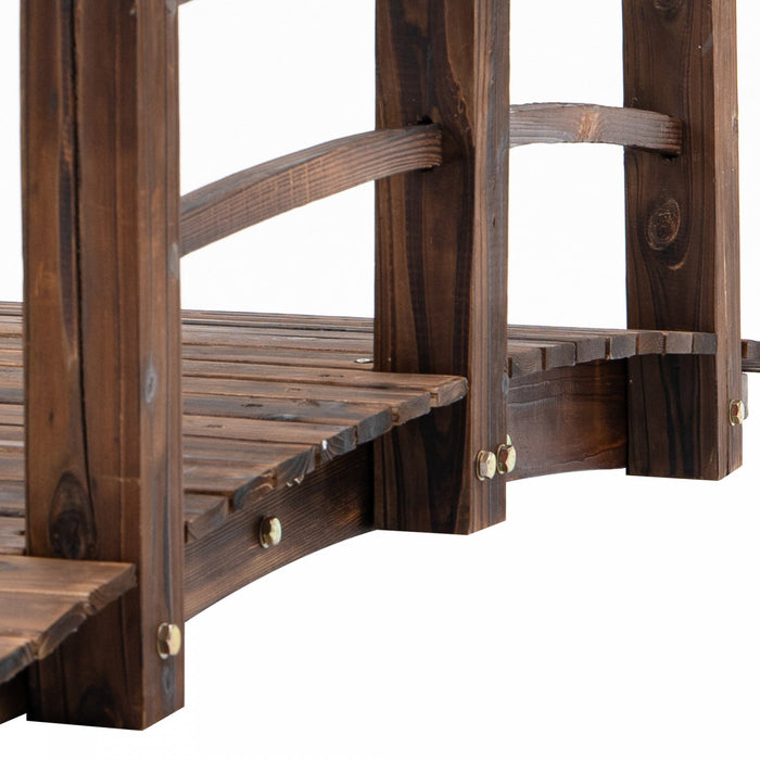 Outsunny 5ft Wood Garden Bridge Outdoor Decorative Landscape Side Rails Backyard Moon Bridge Park De