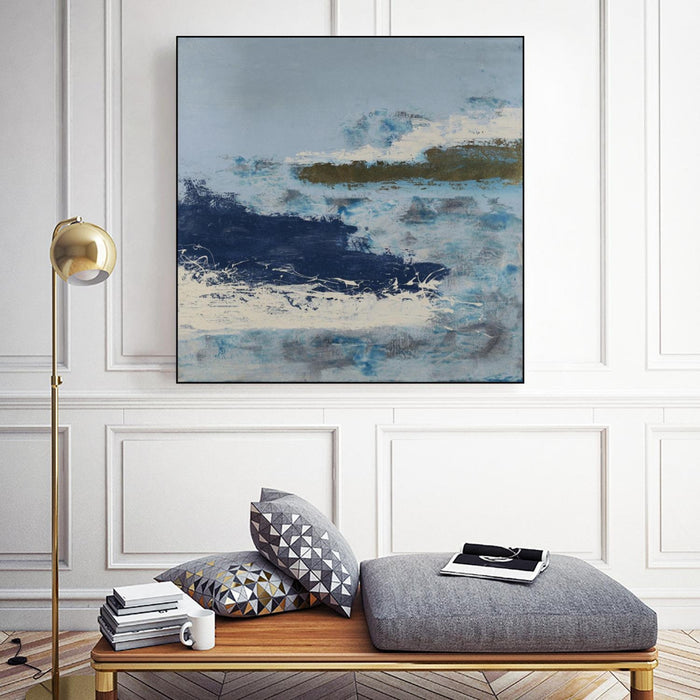 \"Washing To Shore\" Canvas Framed Black 20x20 Wall Art
