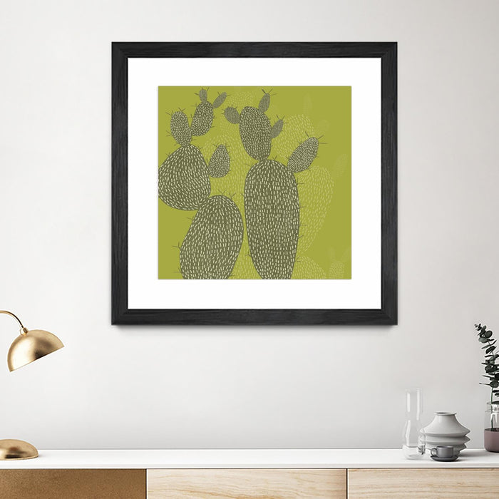 \"Opuntia I\" Matted and Framed Black 30x30 Wall Art