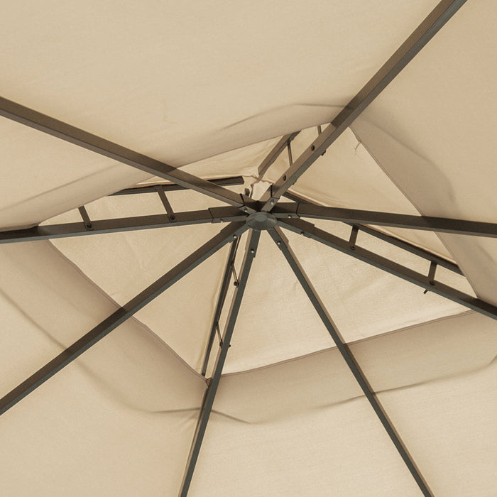 Outsunny 10' X 10' Outdoor Patio Gazebo Shelter Tent W/ Sidewalls, Khaki