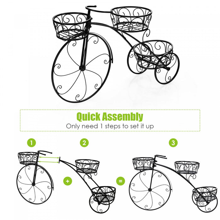 Costway Tricycle Plant Stand Flower Pot Cart Holder Parisian Style Displaying