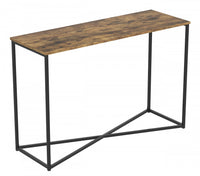 44” Console Table - Brown Reclaimed Wood With Black Metal Base 