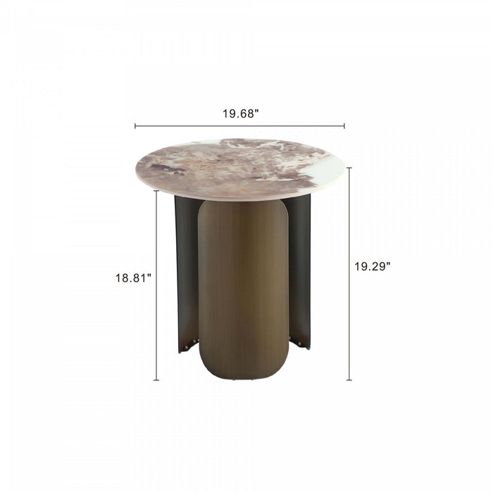 Monica Modern Glam 2-Piece Coffee Table & End Table Set in Bronze Coffee Table Set 