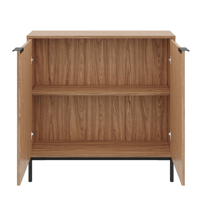Nordika Slim 2-Door Storage Console Accent Cabinet - Light Walnut 