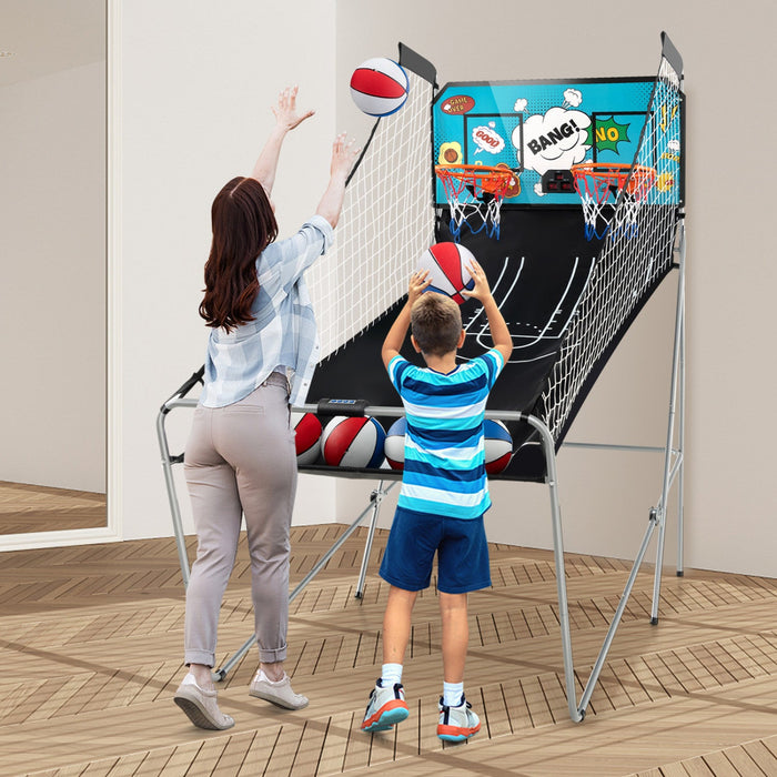 Costway Dual Shot Basketball Arcade Game With 8 Game Modes Electronic Scoring Green