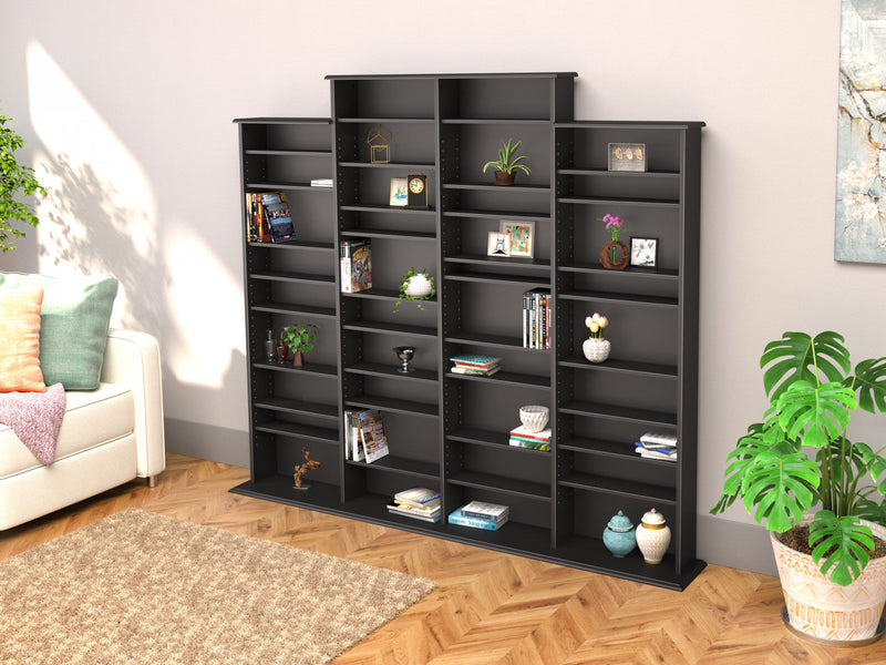 34 Adjustable Shelves Multimedia Storage - Black 
