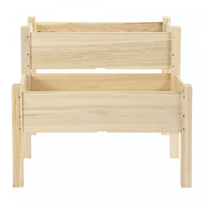 Outsunny 34\"x34\"x28\" 2-tier Raised Garden Bed Wooden Planter Box For Backyard, Patio To Grow Vegetab