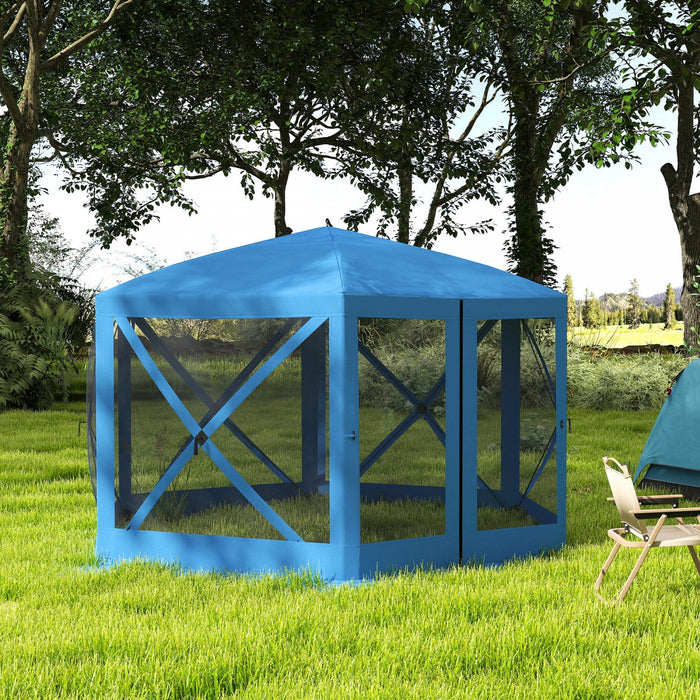 12' X 12' Pop Up Screen Tent, Camping Shelter Picnic Canopy, Blue