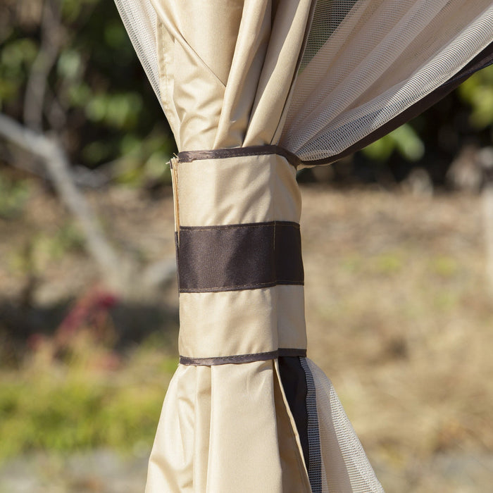 Outsunny 12' X 10' 2-tier Outdoor Gazebo Canopy Tent For Patio With Zippered Mesh Sidewalls, Solid S