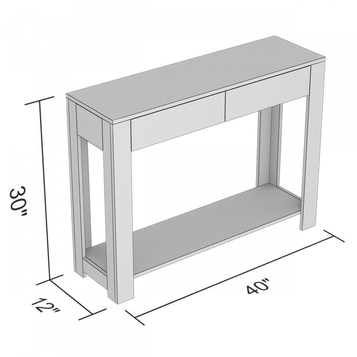 40” Console Table With 2 Drawers And Shelf - Dark Grey Sofa Table 