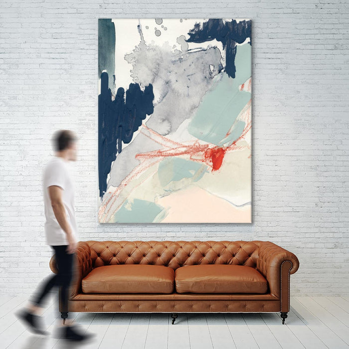 \"Ash Blue & Crimson I\" Giant Art 72x54 Wall Art
