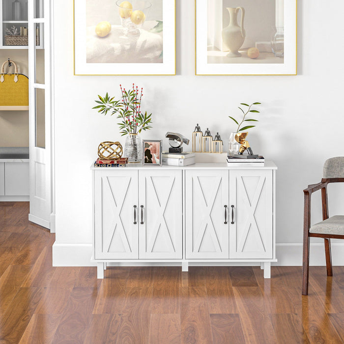 HOMCOM Coffee Bar Cabinet, Buffet Sideboard w/ Barn Doors, Adjustable Shelf