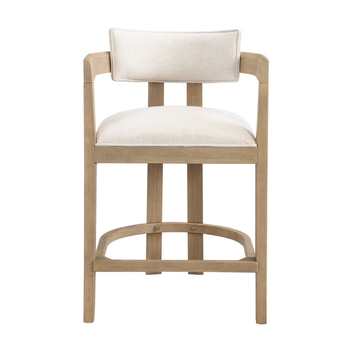 Tiffany 26\" Counter-height Stool Set Of 2 With Solid Wood Frame, Linen Look Fabric - Natural 