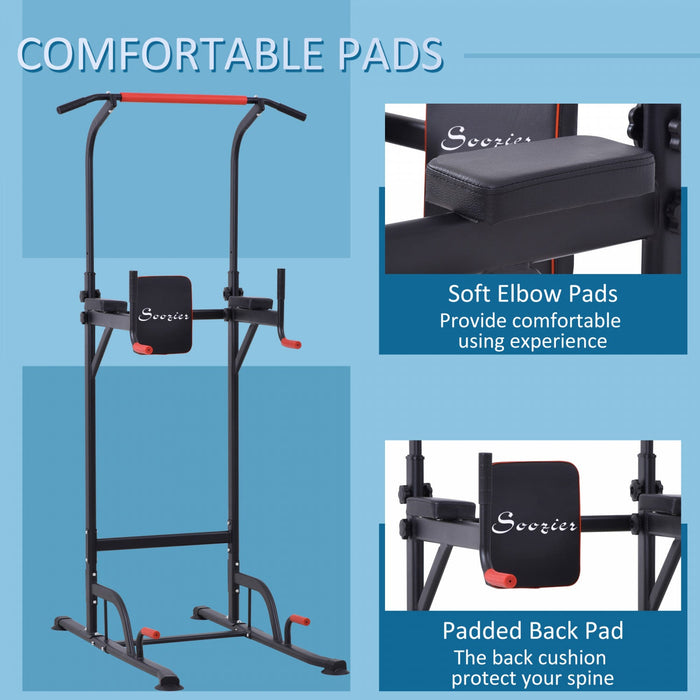 Soozier Adjustable Power Tower With Pull Up And Dip Bar, Home Gym Workout