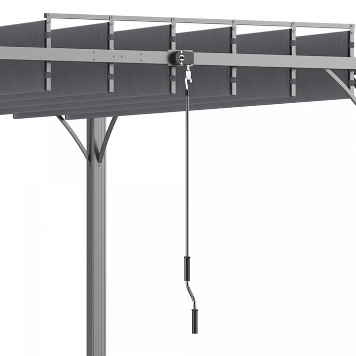 Outsunny 9.5' X 9.7' Outdoor Pergola With Retractable Roof, Aluminium Louvered Pergola Canopy, Patio
