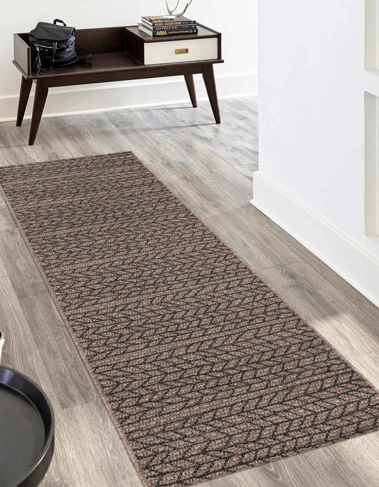 Linden Contemporary 2'0\" x 10'0\" Runner Rug in Brown Indoor Area Rug 