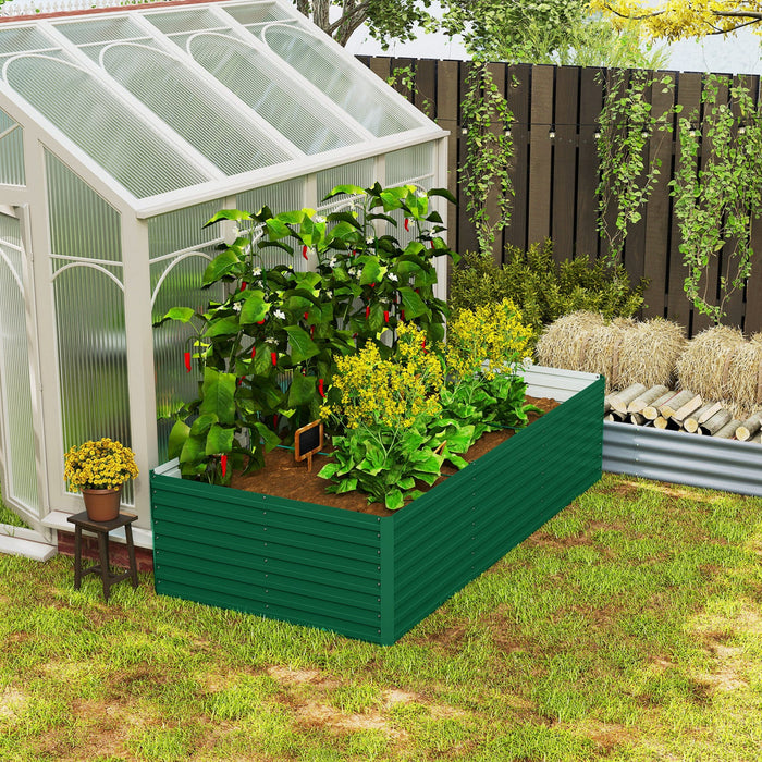 Outsunny Galvanized Raised Garden Bed, 8' x 4' x 2' Planter Box, Green