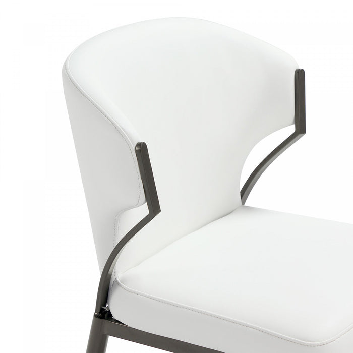 Kirsten Modern Metal Vegan Leather Dining Chair in White - Set of 2 Armoire 