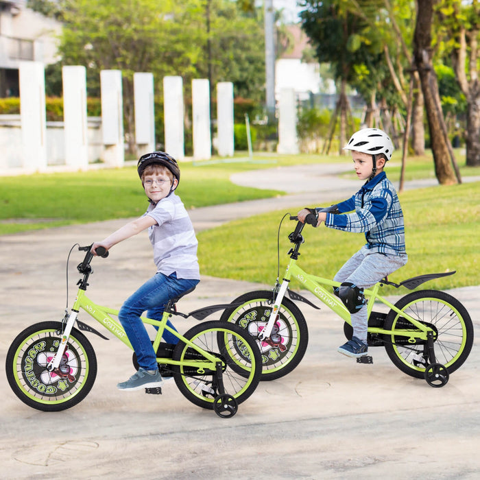 Costway 18" Kid's Bike For 4-8 With Height-adjustable Handlebar & Saddle Handbrake Green