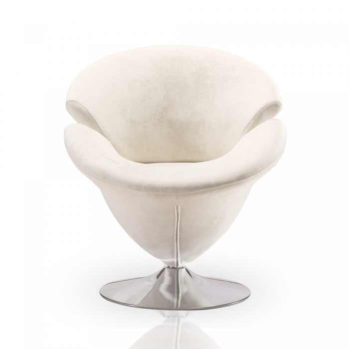 Tulip Modern Velvet Swivel Lounge Chair in White - Set of 2 