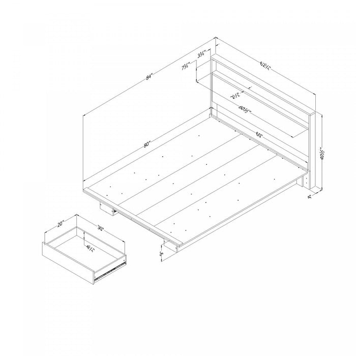 Primo Platform Bed And Headboard Set Black Oak - South Shore Queen Bed