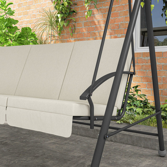 Outsunny 3-seat Patio Swing Chair With Adjustable Canopy And Cushions
