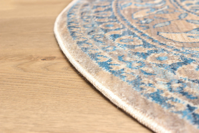 Ariana Traditional 5'0\" x 5'0\" Area Rug in Blue Indoor Area Rug 