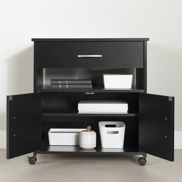 Axess Printer Cart On Wheels - Pure Black 
