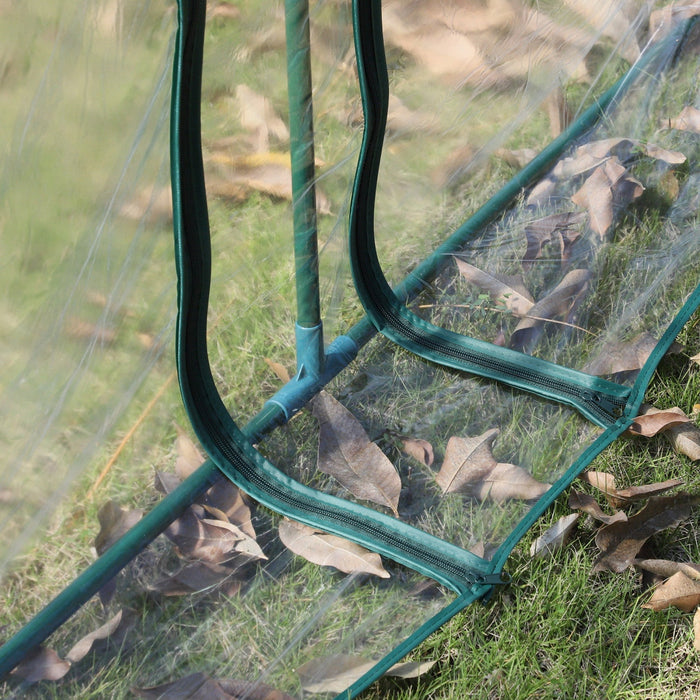 Outsunny 11.5' X 3' X 2.5' Portable Mini Tunnel Greenhouse With 3 Zipped Doors, Portable Small Green
