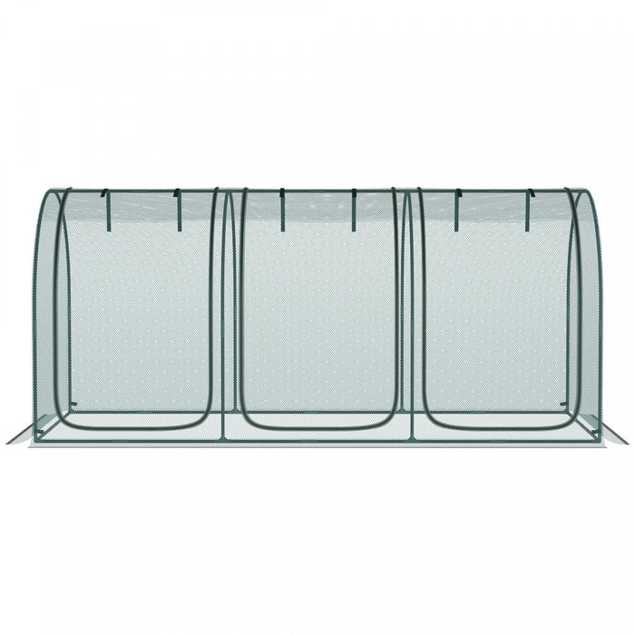 Outsunny 9 X 4ft Crop Cage With 3 Zippered Doors And Ground Stakes Green