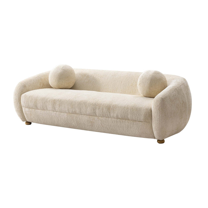 Tribeca Mid-Century Modern 86\" Chenille Sofa in Cream 