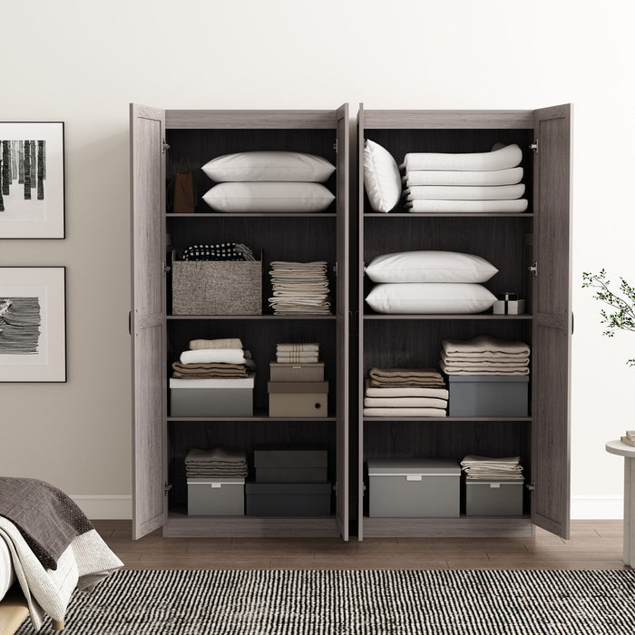 Cornelia Modern 30\" Storage Cabinet in Gray (4-Shelf) - Set of 2 Bookcase 