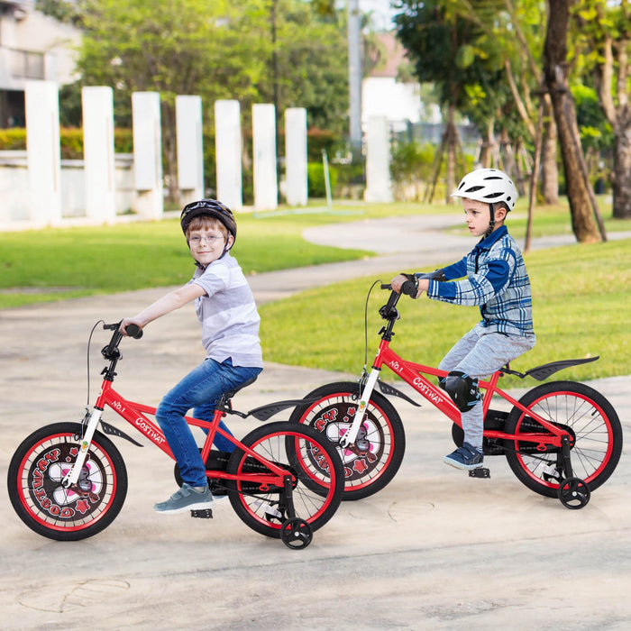 Costway 18" Kid's Bike For 4-8 With Height-adjustable Handlebar & Saddle Handbrake Red