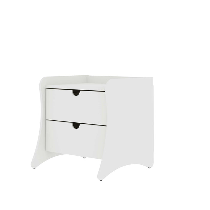 Coney Mid-Century Modern 20\" Nightstand in White (2-Drawer) 