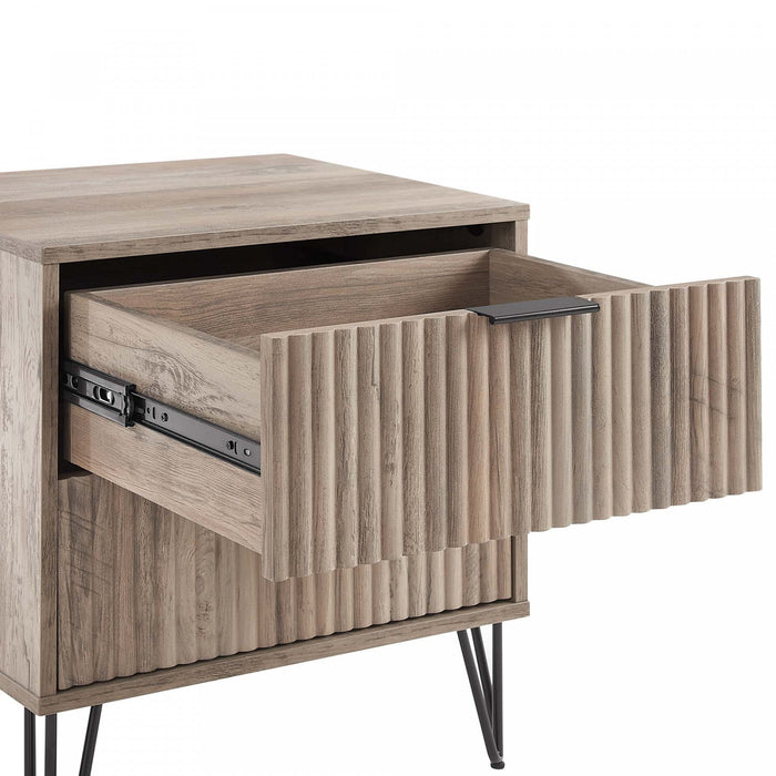 Dumbo Modern 20\" Fluted Nightstand in Rustic Gray (2-Drawer) 