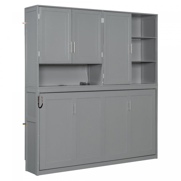 Ethan Space-Saving Murphy Bed with Storage and Foldable Design,Twin Size,Grey Twin Bed  