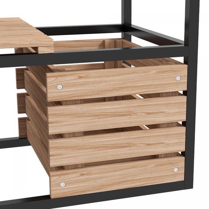 Outsunny 2-tier Raised Garden Bed, Elevated Planter Box With Storage Shelf, Wood Plant Stand For Flo