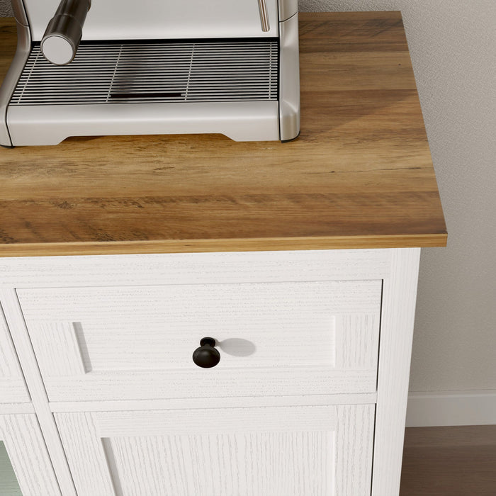 HOMCOM Sideboard Buffet Cabinet, Coffee Bar Cabinet, Distressed White