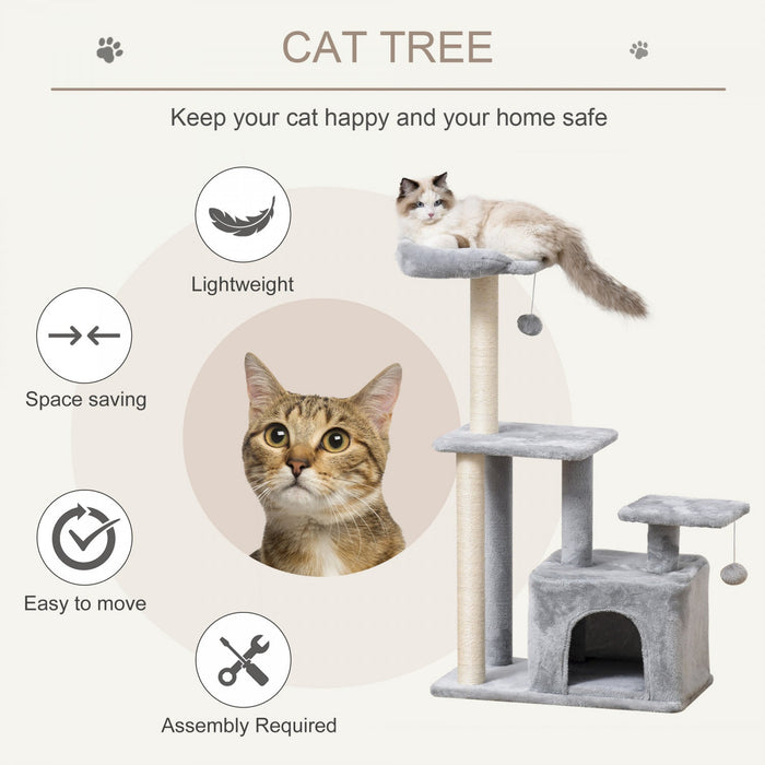 Pawhut Cat Tree For Indoor Cats, Multi-level Cat Condo With Sisal Scratching Post, Perch, Hanging Ba